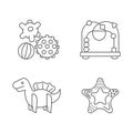 Children sensory toys pixel perfect linear icons set Royalty Free Stock Photo