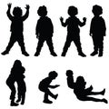 Children set silhouette art illustration Royalty Free Stock Photo