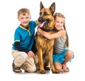 Children with a shepherd dog