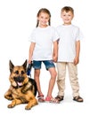 Children with a shepherd dog