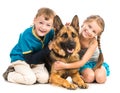 Children with a shepherd dog