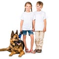 Children with a shepherd dog