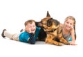 Children with a shepherd dog