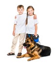 Children with a shepherd dog