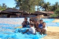 Children on the shore of Bengal bay, Myanmar