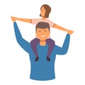 Children on shoulders icon cartoon vector. Talking fun play Royalty Free Stock Photo