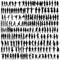 Children silhouette, child big set on white background Royalty Free Stock Photo