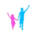 Children Silhouette, Full Length Boy and Girl Royalty Free Stock Photo