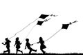 Children playing with kites