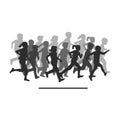 Children silhouettes running Royalty Free Stock Photo