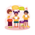 Children sing in foreign language isolated cartoon vector illustration.