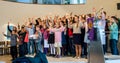 Children Singing and Praising God in the Church in Germany Royalty Free Stock Photo