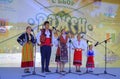Children singing at Rozhen stage,Bulgaria
