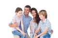 Children sitting on parents laps over white background Royalty Free Stock Photo