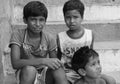 Children sitting on the stairs in Agra, India