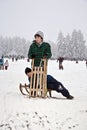 Children are skating at a toboggan