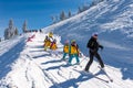 Children ski instructor on a slope