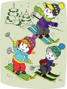 Children by skis