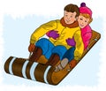 Children sledding Royalty Free Stock Photo