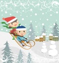 Children on a sledge