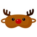 Children sleep mask deer on white background. Face mask for sleeping human isolated in flat style