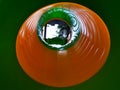 Children slide indoor view - green and orange