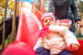 Children slide park outdoor playground winter recreation Royalty Free Stock Photo