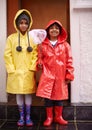 Children, smile and portrait with raincoat for outdoor, adventure or rainy for growing up, adolescent and winter. Indian
