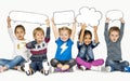 Children Smiling Happiness Friendship Togetherness Speech Bubble Royalty Free Stock Photo