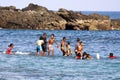 Children smiling and playing in the water. Royalty Free Stock Photo