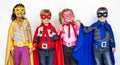 Children Smiling Super Hero Costume Portrait Concept