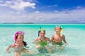 Children snorkeling in sea Royalty Free Stock Photo