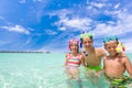 Children with snorkels in sea Royalty Free Stock Photo