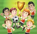 Children Soccer champion with trophy. Royalty Free Stock Photo