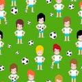 Children soccer pattern seamless. Boy football player set. team Little footballer Vector illustration Royalty Free Stock Photo