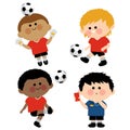 Children soccer players. Vector illustration