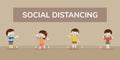 Social distance,Space for safety,children boy and girl wearing surgical face mask Royalty Free Stock Photo