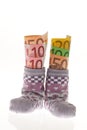 Children socks with Euro bank notes