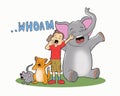 Children and some animals yawn artoon Royalty Free Stock Photo