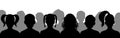 Children spectators, silhouette of boys and girls sitting in row. Vector illustration