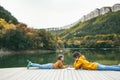 Children spending time by the lake Royalty Free Stock Photo