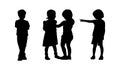 Children standing silhouettes set 6