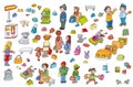 Children stickers areoprto with suitcases Royalty Free Stock Photo