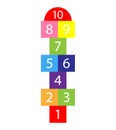 Illustration with hopscotch game. Children street game. playground with numbers Royalty Free Stock Photo