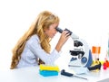 Children student girl in kid chemical laboratory Royalty Free Stock Photo