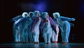 Children in a suit of penguins dance on a stage, Children's danc