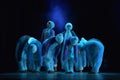 Children in a suit of penguins dance on a stage, Children's danc