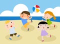 Children on the sunny beach. Royalty Free Stock Photo