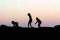 Children Sunset Silhouette Royalty Free Stock Photo