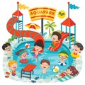 Children Swiimming In An Aqua Park Royalty Free Stock Photo